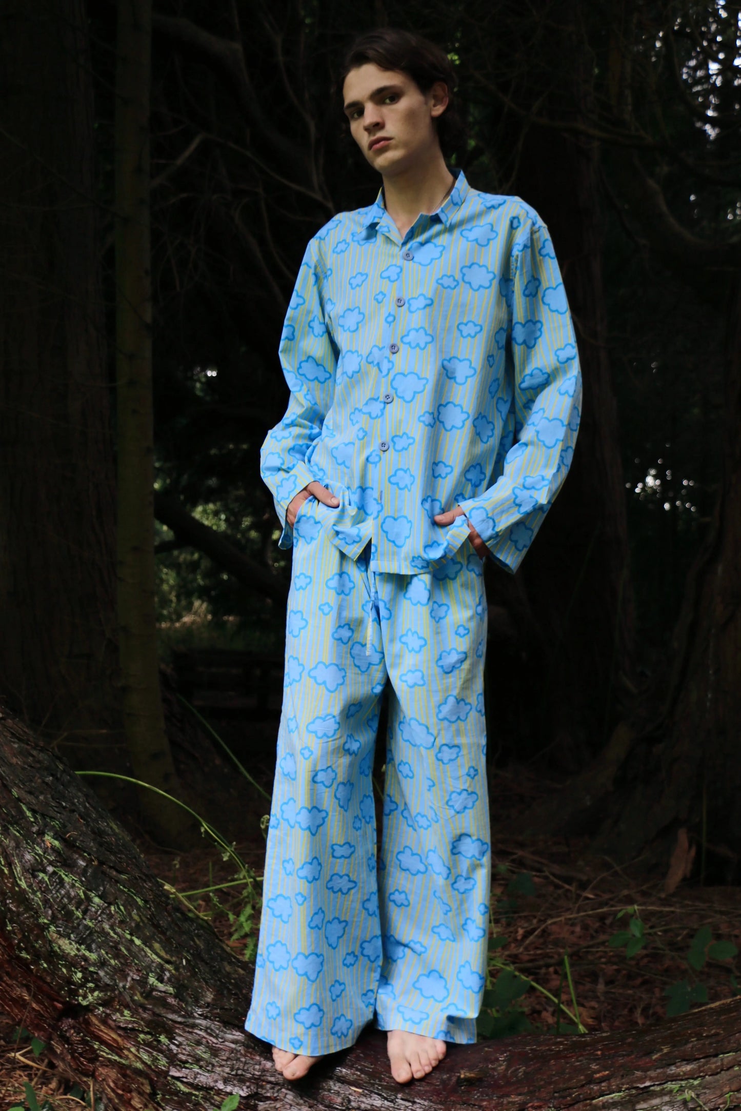 Can Cloud (Blue) Unisex Cotton Pyjama Trouser / Pyjama Trouser Set French William