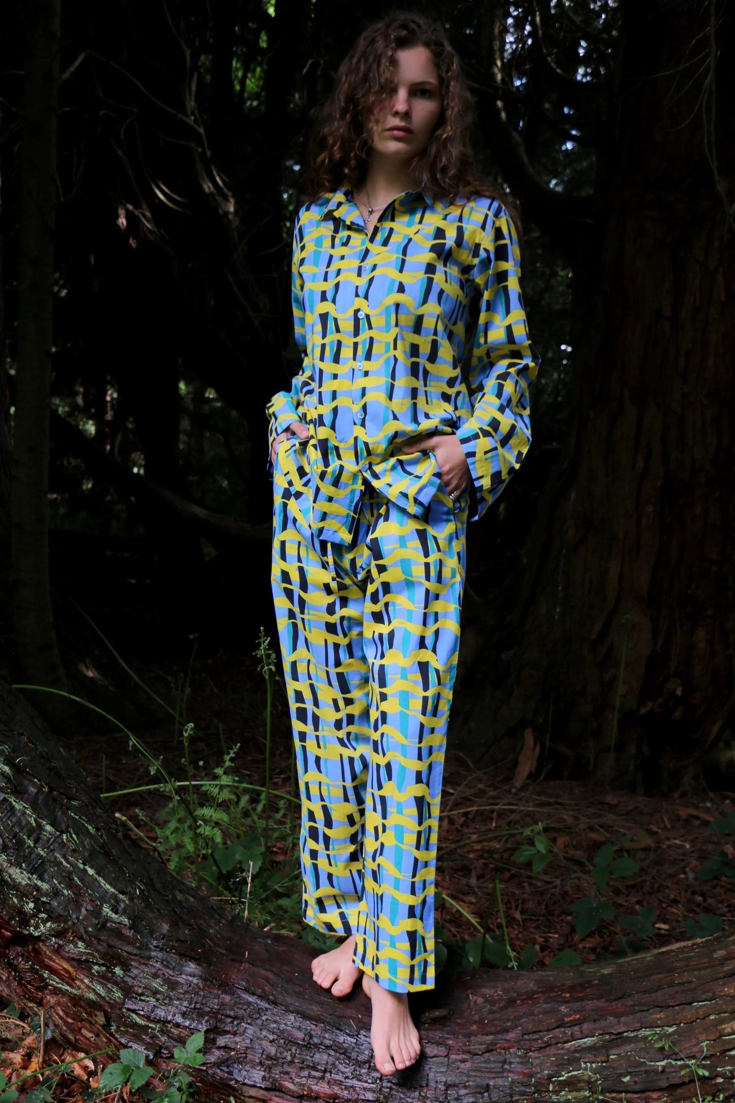 Can Nara (Blue) Unisex Cotton Pyjama Trouser / Pyjama Trouser Set French William