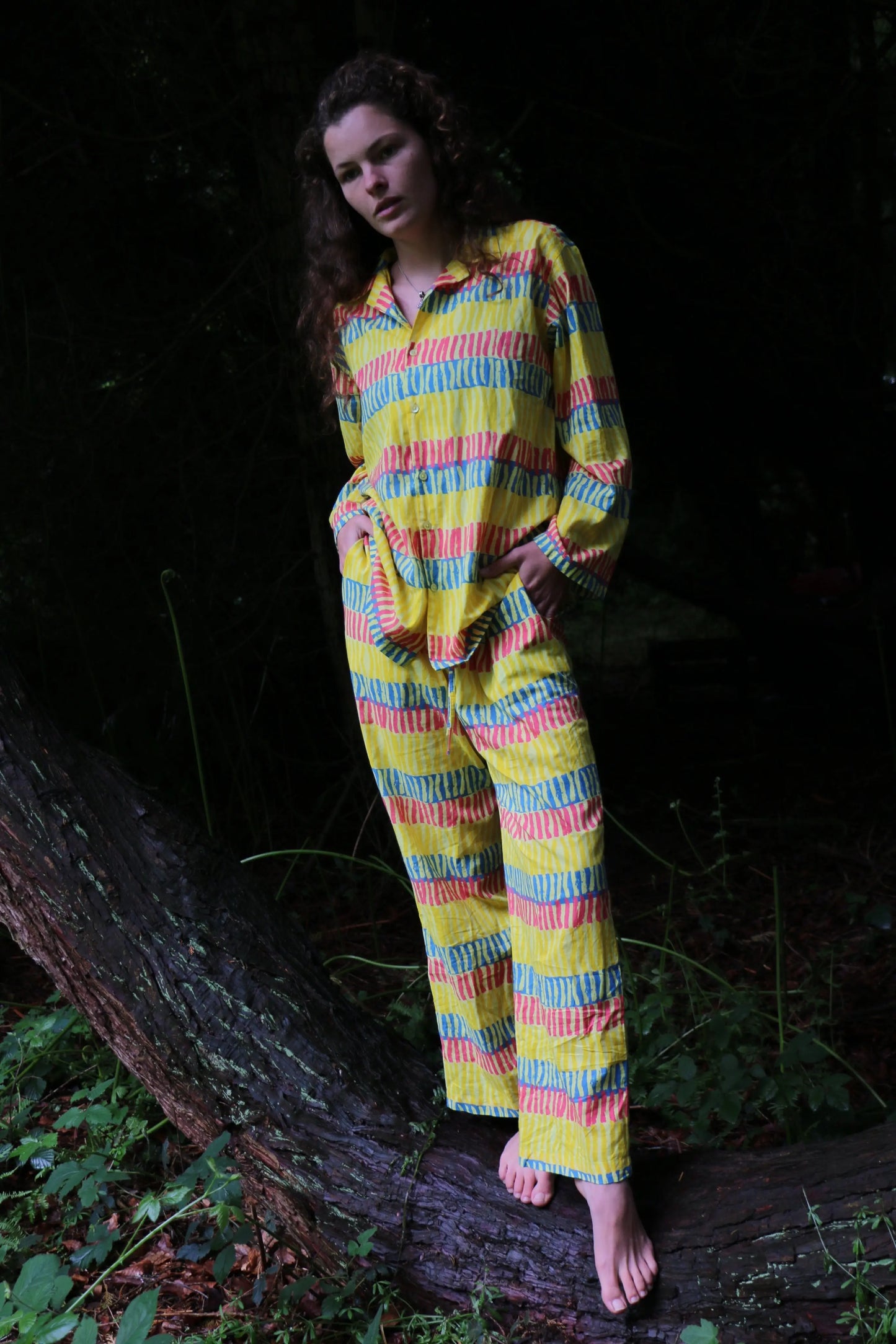 Can Noodle (Yellow) Unisex Cotton Pyjama Trouser / Pyjama Trouser Set French William