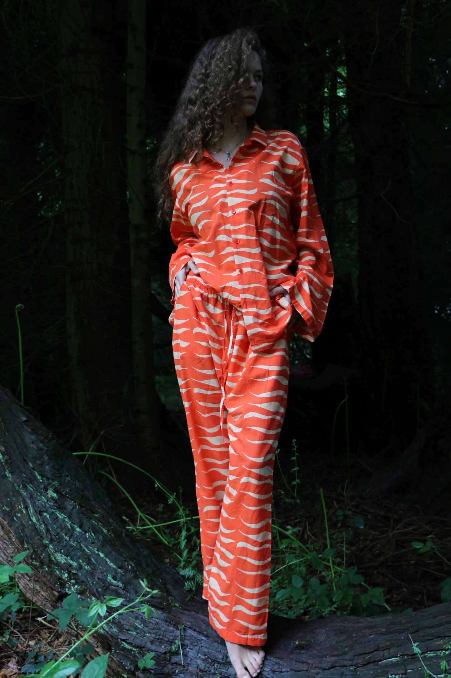 Can Tiger (Orange) Unisex Cotton Pyjama Trouser / Pyjama Trouser Set French William