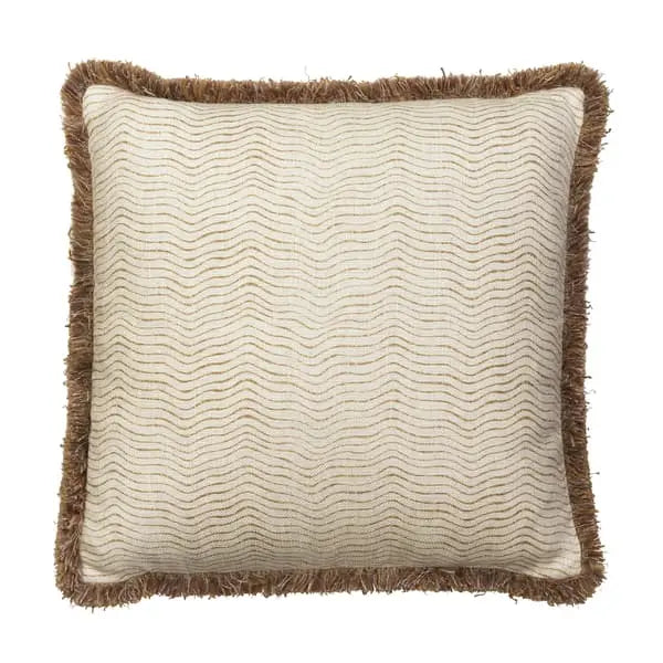 Canalasso Almond, Sustainable Feather, Cushion Sophie Paterson With Trim/Fringe & Cotton Blend & Linen Blend Stripe Andrew Martin