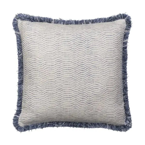 Canalasso Denim, Sustainable Feather, Cushion Sophie Paterson With Trim/Fringe & Cotton Blend & Linen Blend Stripe Andrew Martin