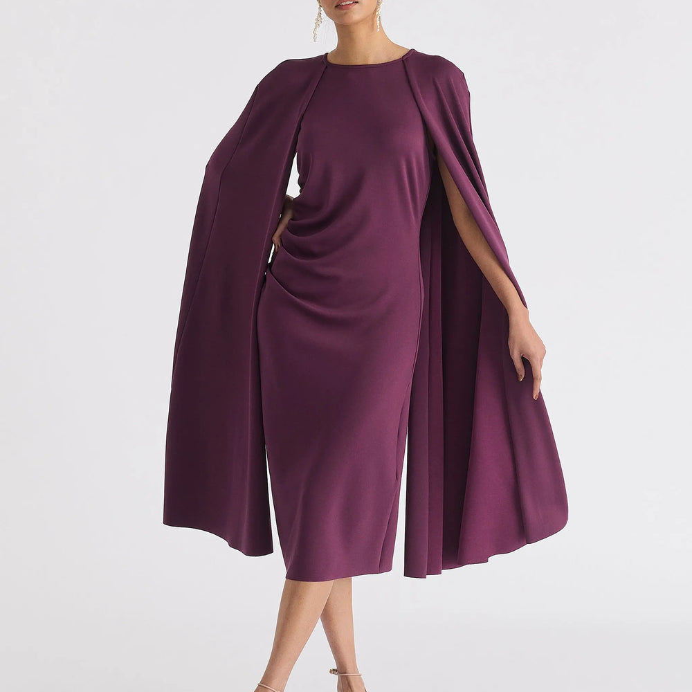 Cape Sleeves Dress With Waist Details Paisie