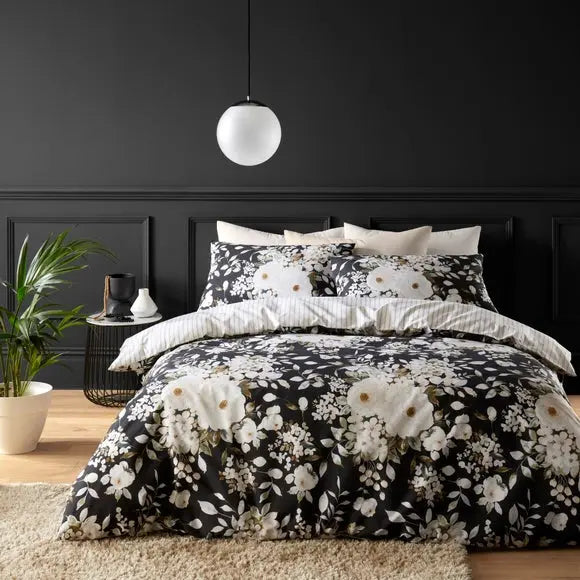 Carmel Black Duvet Cover & Pillowcase Set Dunelm