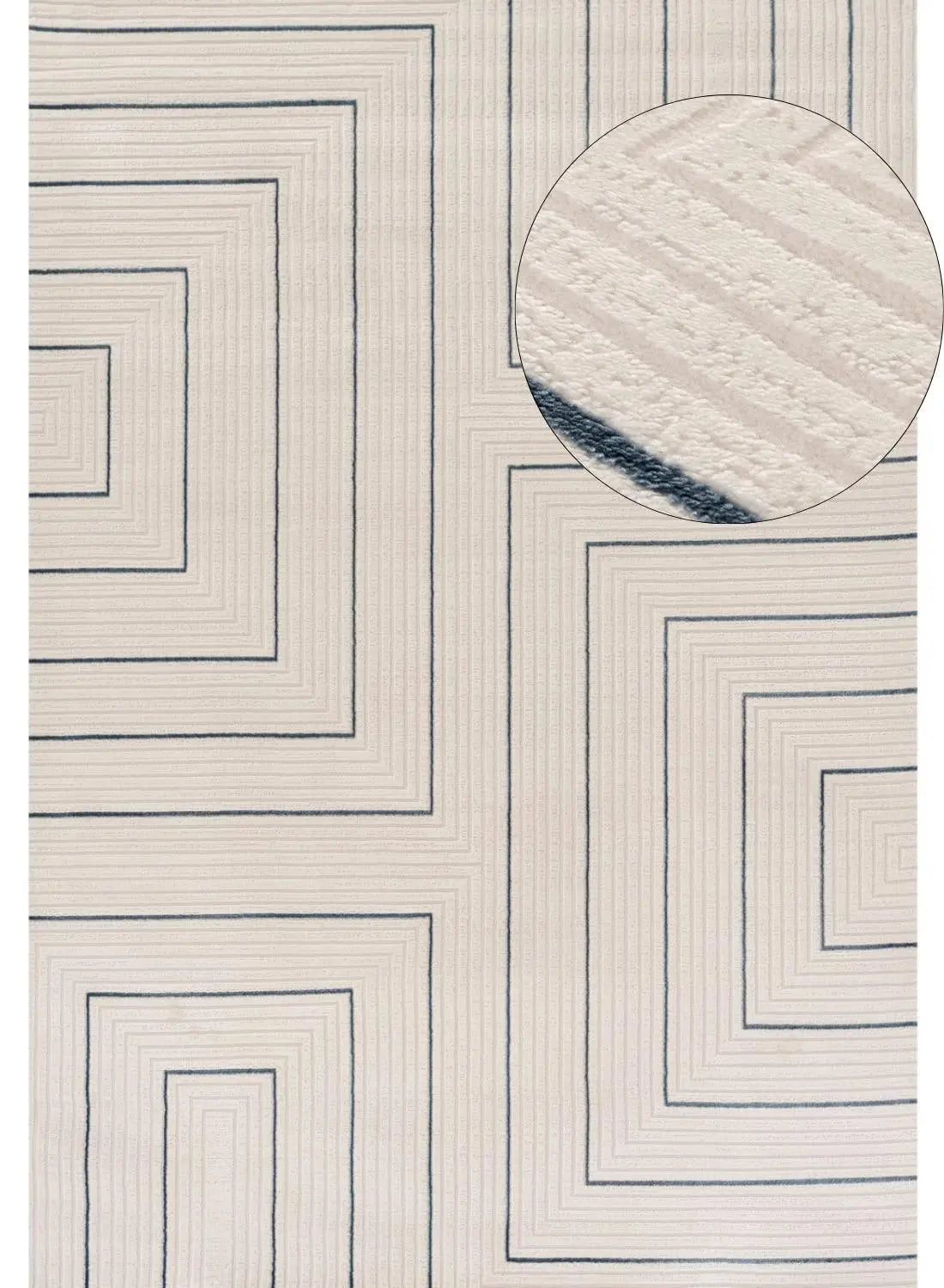 Carmel Cream-Blue Geometric Rug | 6040 The Rugs