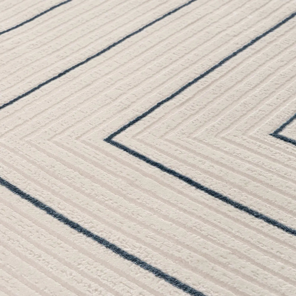 Carmel Cream-Blue Geometric Rug | 6040 The Rugs