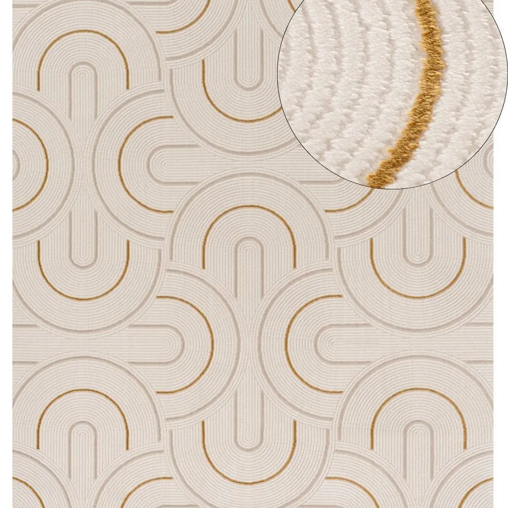 Carmel Cream-Gold Geometric Rug | 6070 The Rugs
