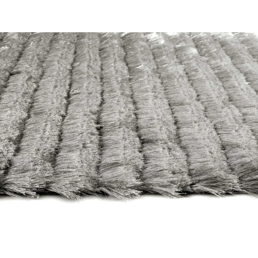 Carved Glamour Silver Grey Shaggy Rug The Rugs
