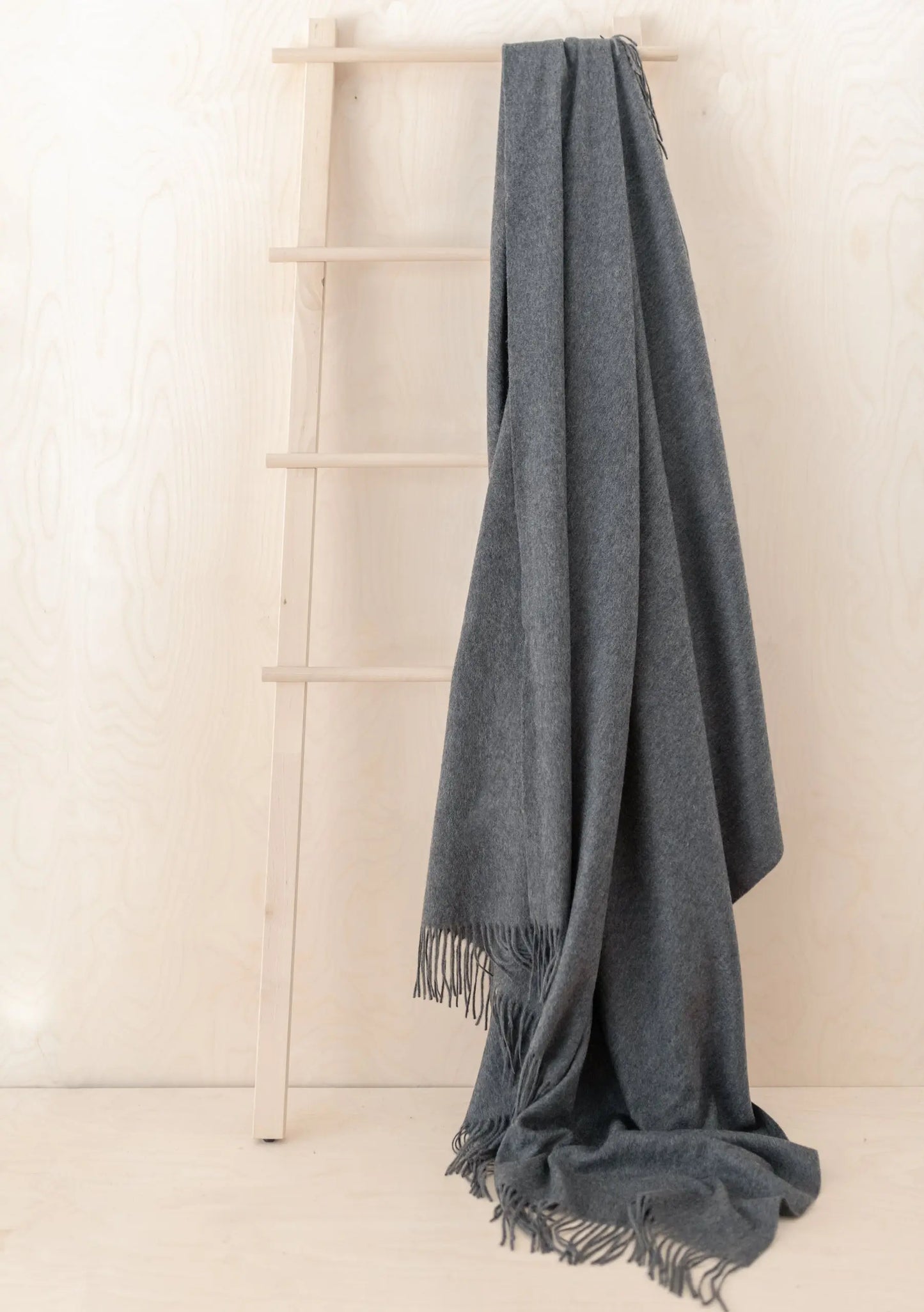 Cashmere Blanket in Charcoal Melange TartanBlanketCo