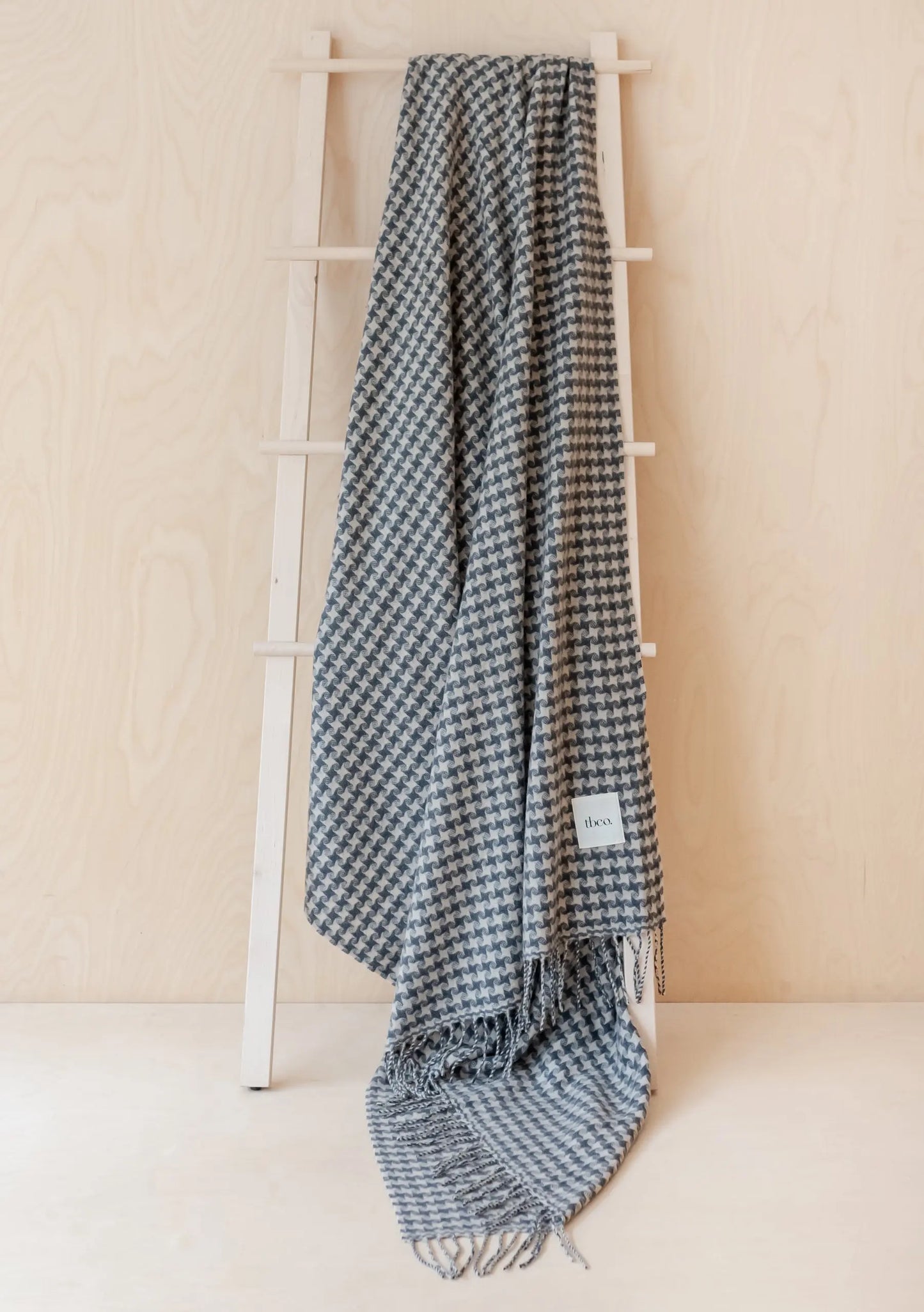 Cashmere Blanket in Charcoal Star Houndstooth TartanBlanketCo