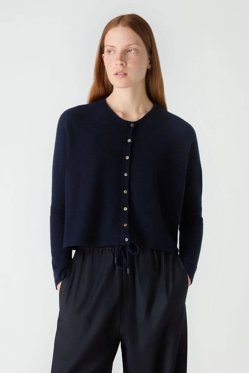 Cashmere Button Cardigan - Navy Bamford