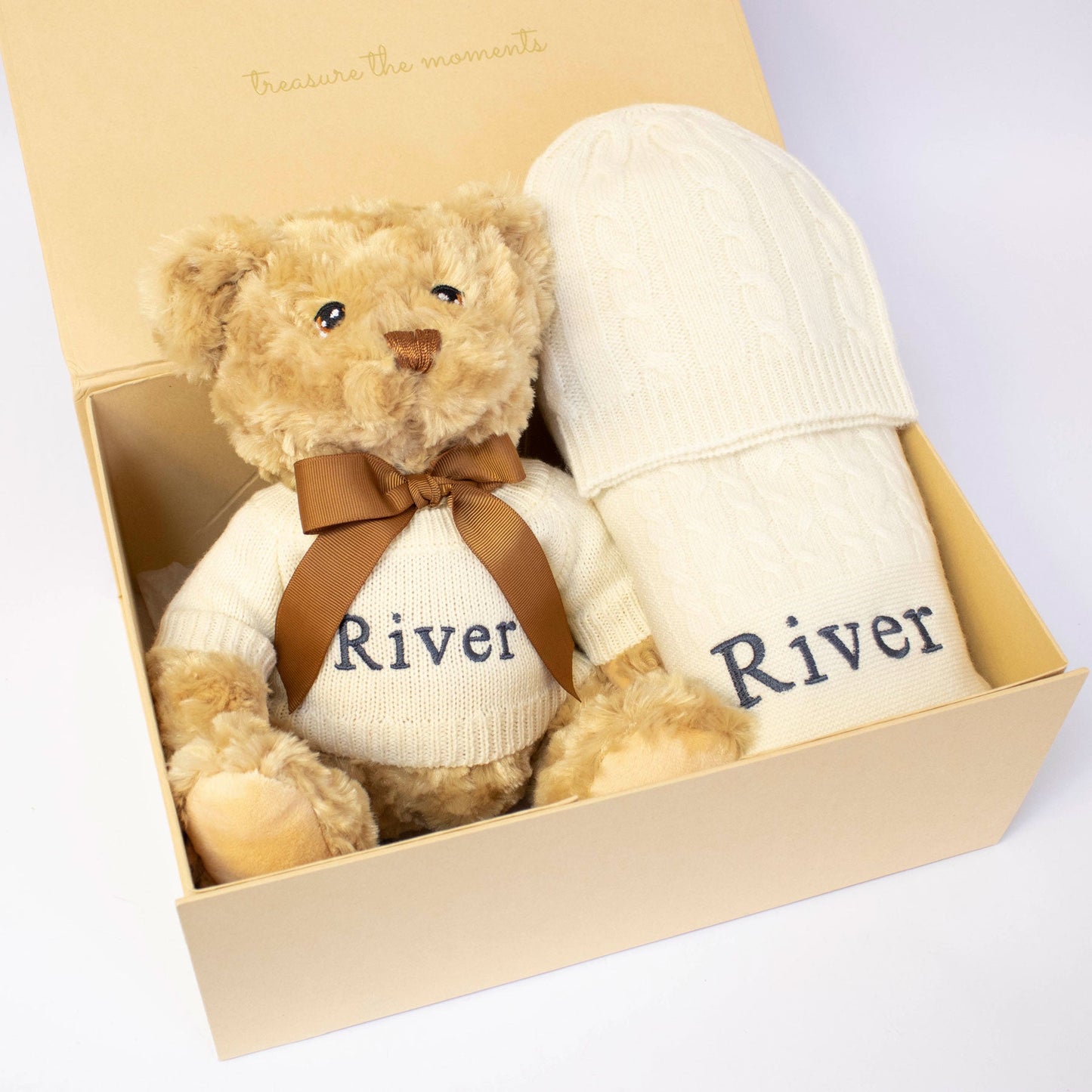 CASHMERE AND TEDDY GIFT SET - IVORY The Baby Gifting Company
