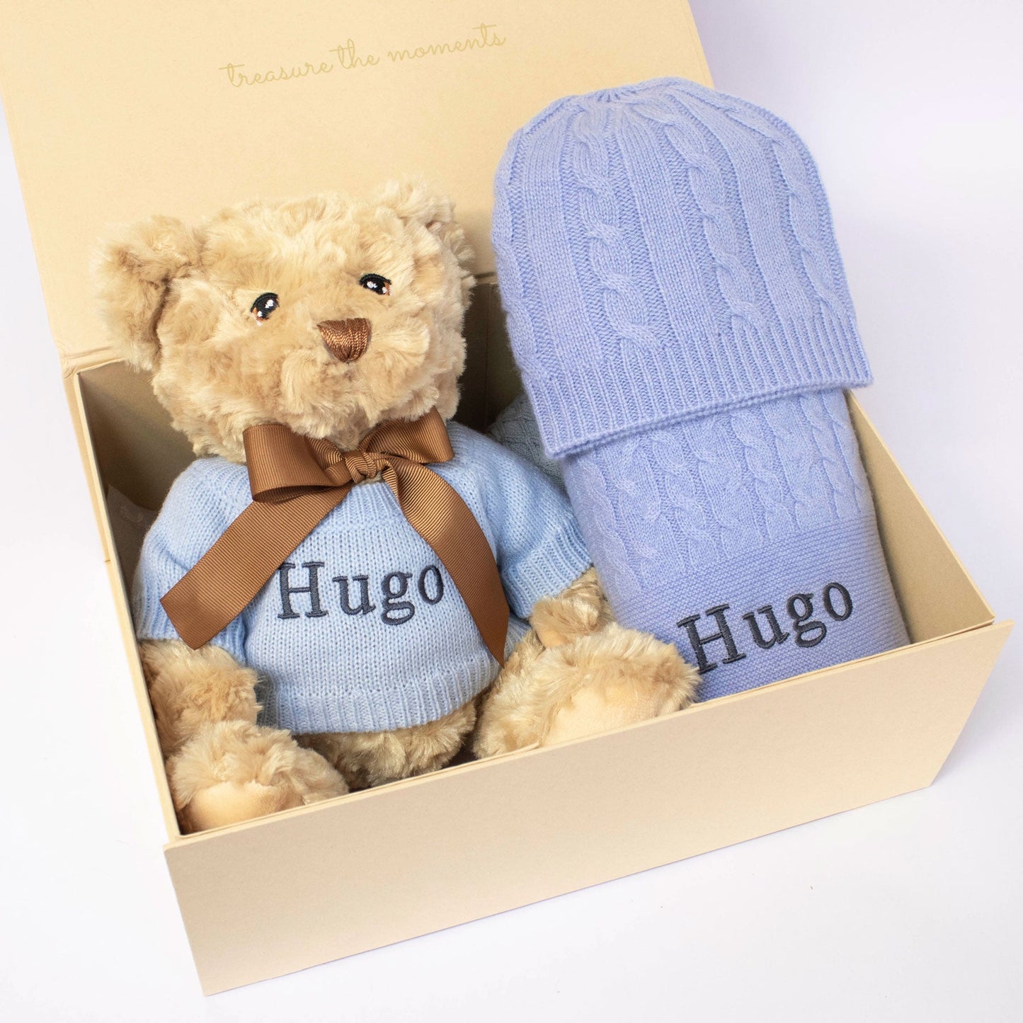 CASHMERE AND TEDDY GIFT SET - CORNFLOWER BLUE The Baby Gifting Company