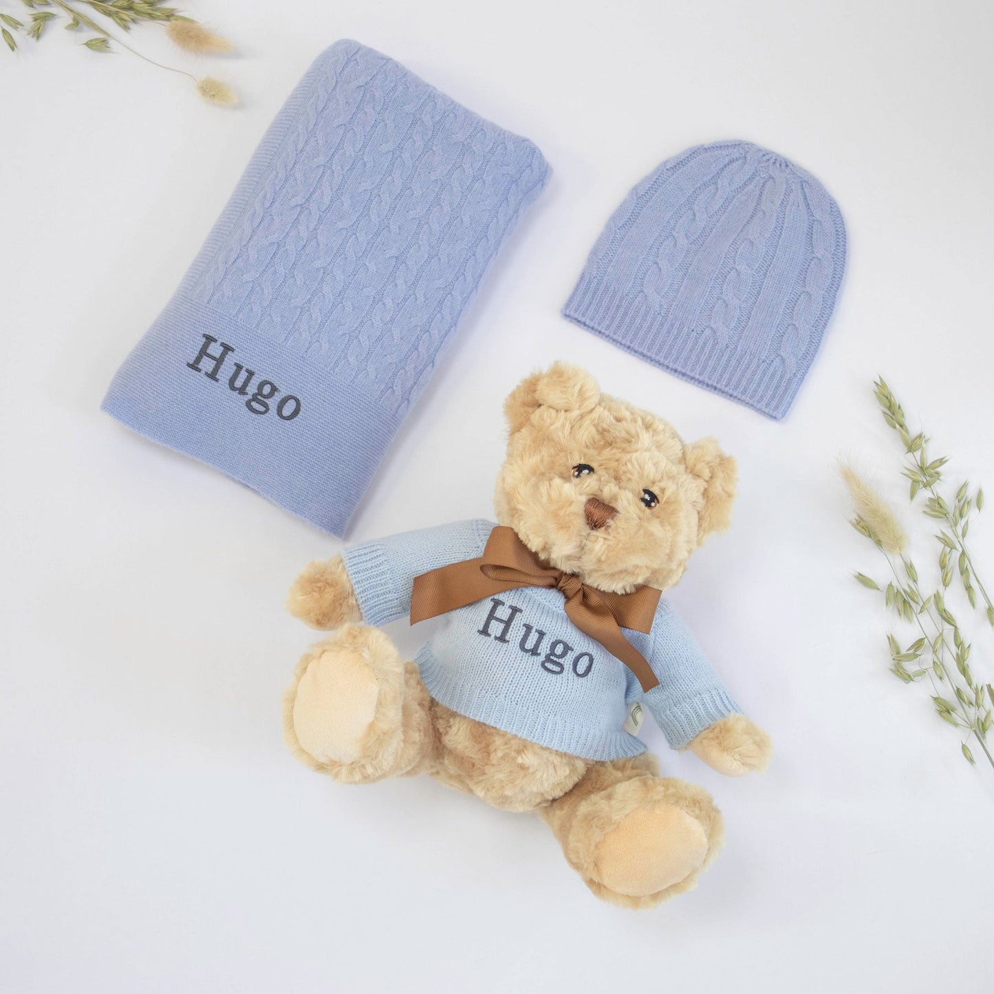 CASHMERE AND TEDDY GIFT SET - CORNFLOWER BLUE The Baby Gifting Company