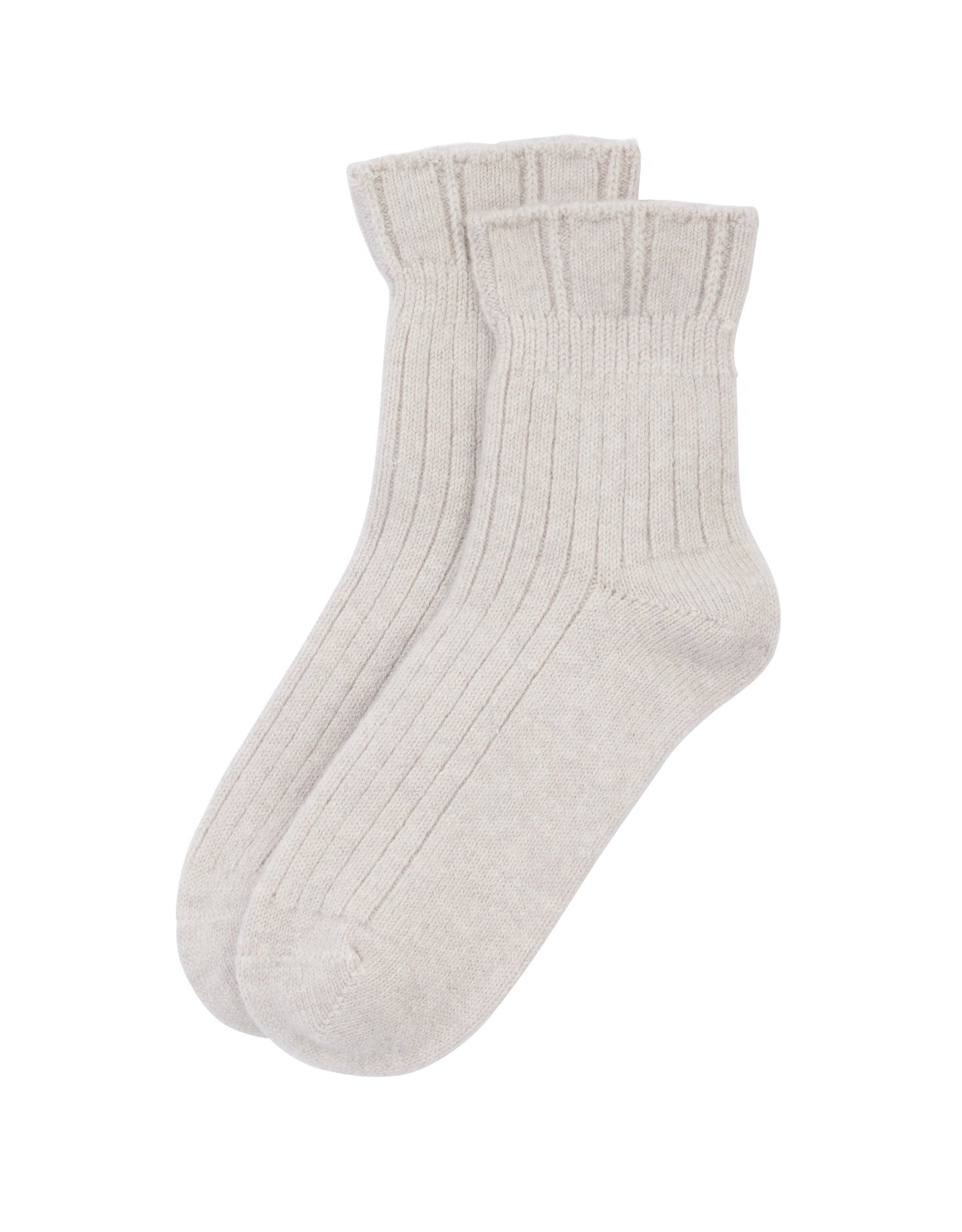 Soft Beige Ribbed Cashmere Socks - Myza