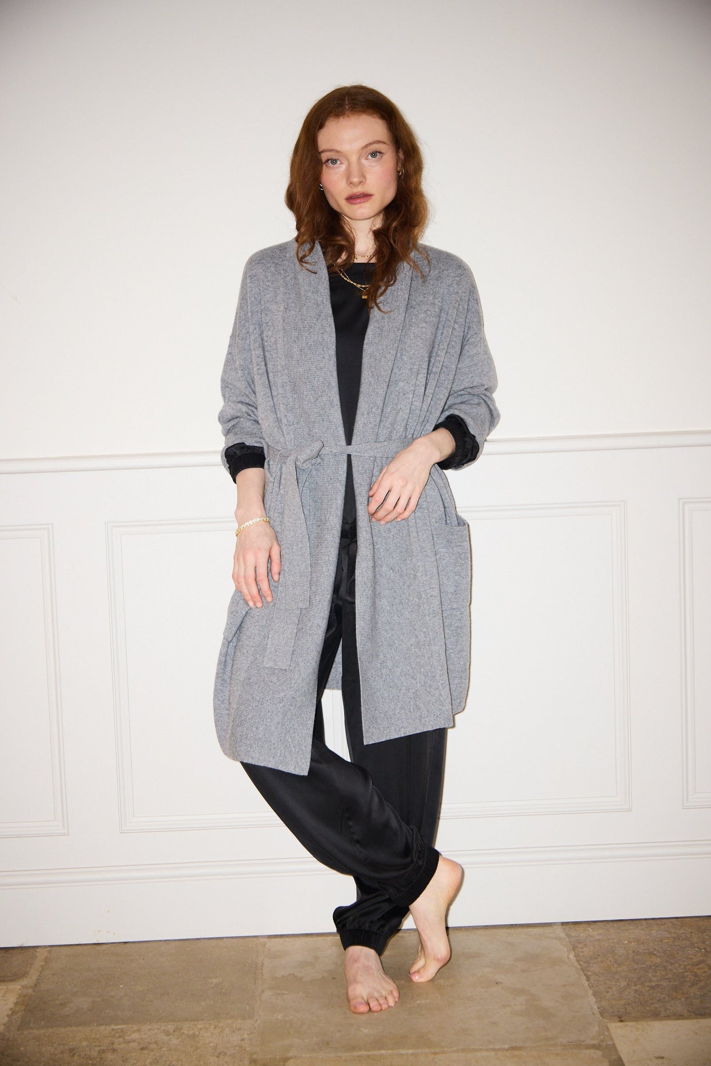 Silver Grey Pure Cashmere Robe MAMU Dream