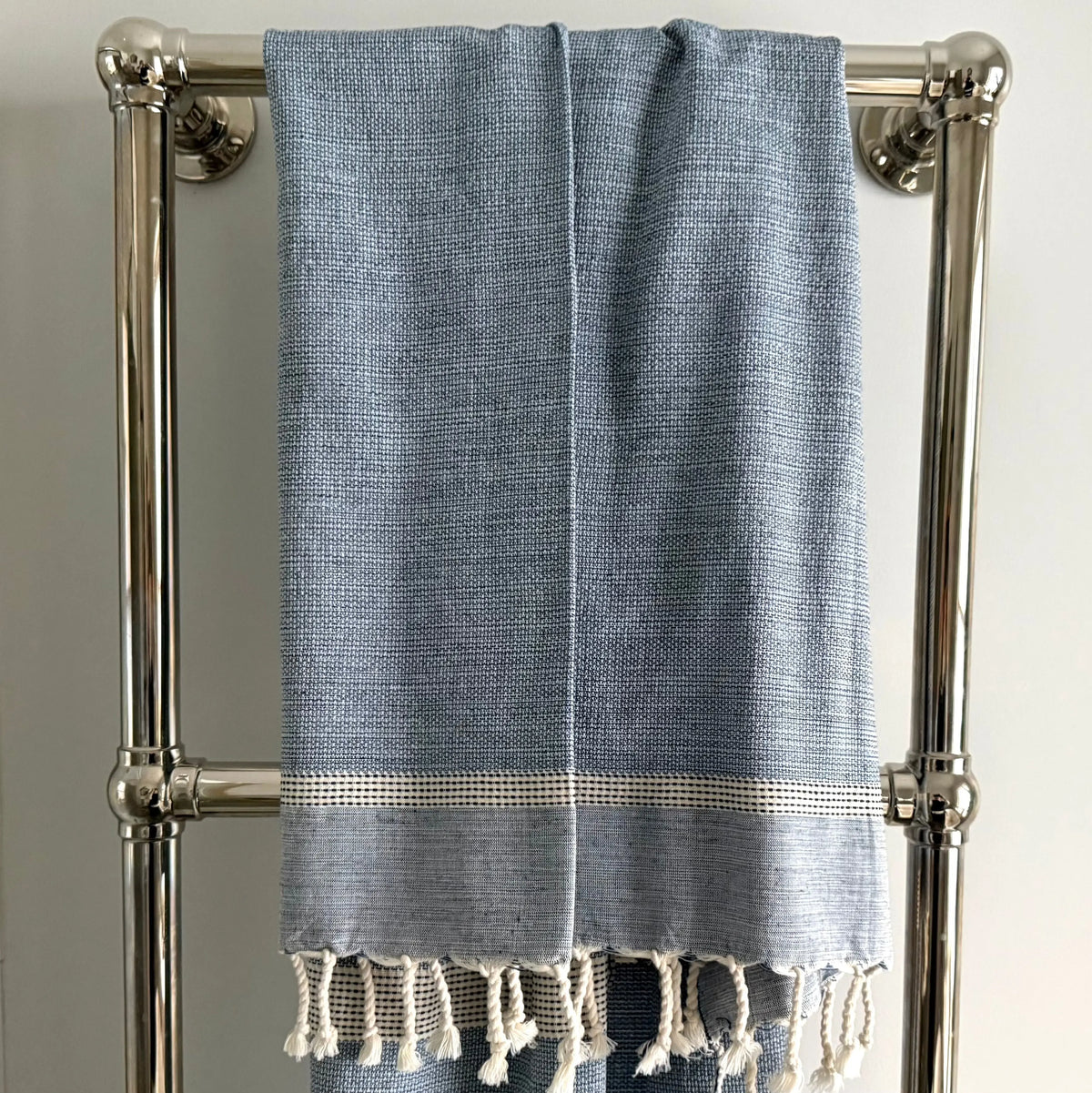 Cassis Blue/Navy Fringed Cotton Fouta Dormitory