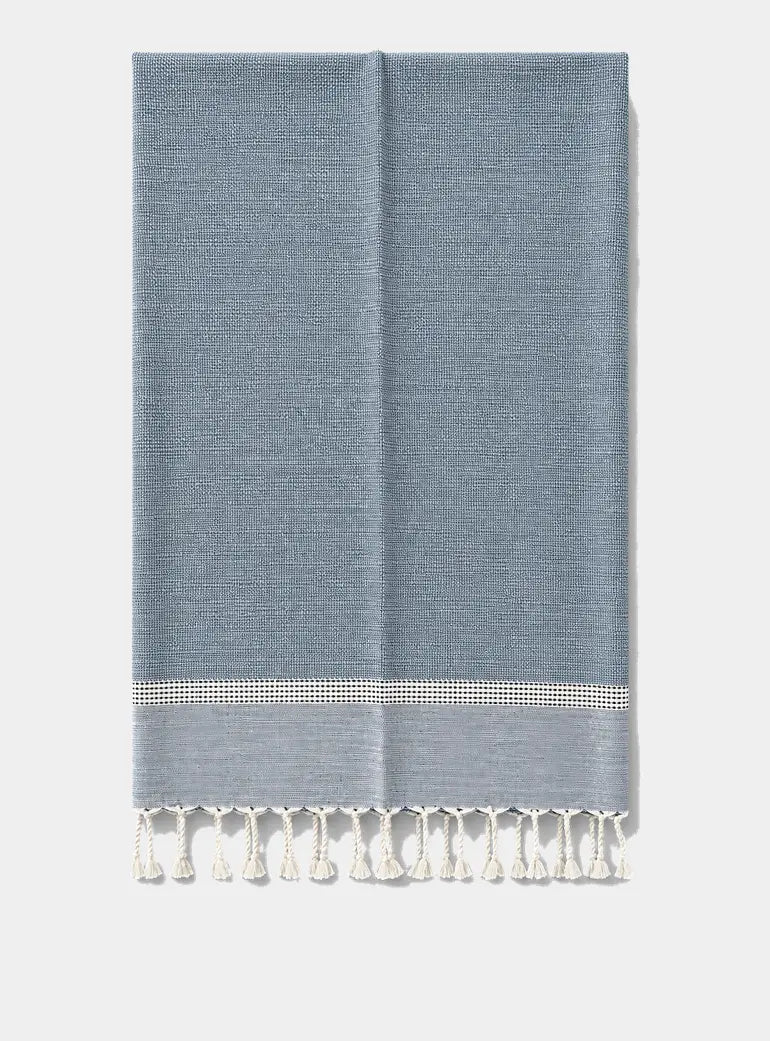Cassis Blue/Navy Fringed Cotton Fouta Dormitory