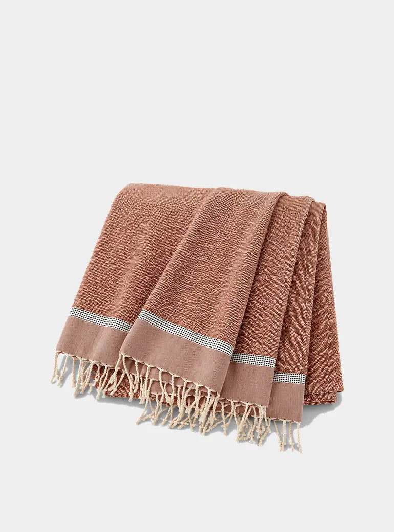 Cassis Cinnamon/Black Fringed Cotton Fouta Dormitory
