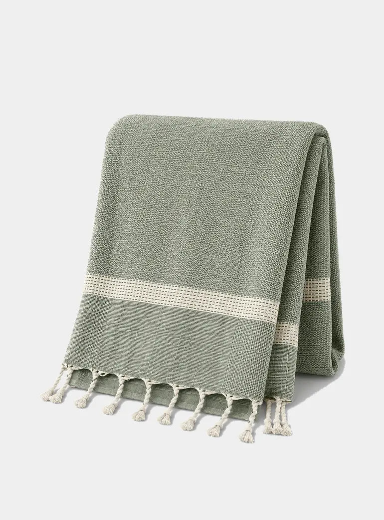 Cassis Sage Fringed Cotton Fouta Dormitory