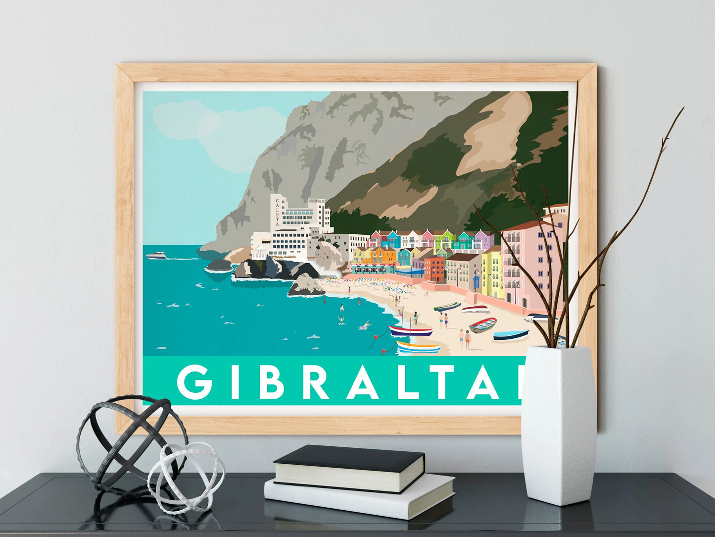 Catalan Bay - Gibraltar Turquoise Travel art by SAX Doodle