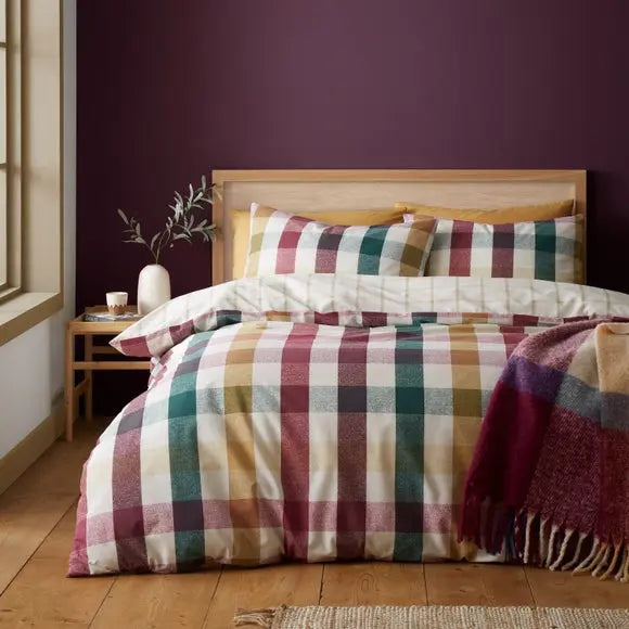 Catherine Lansfield Autumn Check Duvet Cover and Pillowcase Set Dunelm