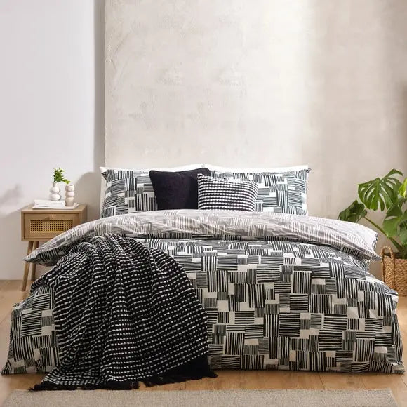 Catherine Lansfield Blocks Reversible Duvet Cover & Pillowcase Set Dunelm