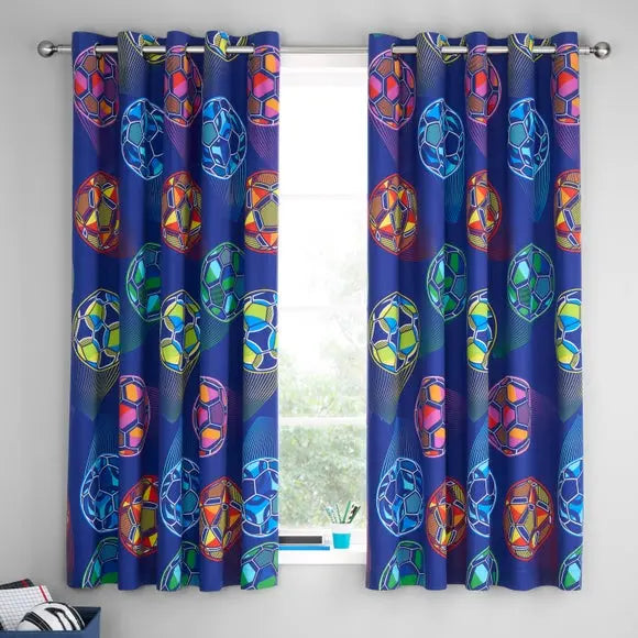 Catherine Lansfield Bright Football Eyelet Curtains Dunelm