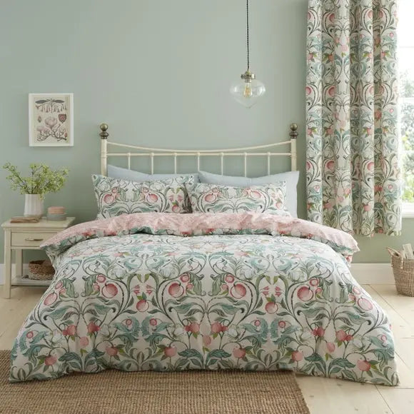 Catherine Lansfield Clarence Floral Reversible Natural Duvet Cover & Pillowcase Set Dunelm