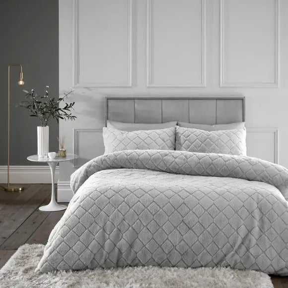 Catherine Lansfield Cosy Diamond Duvet Cover and Pillowcase Set Dunelm