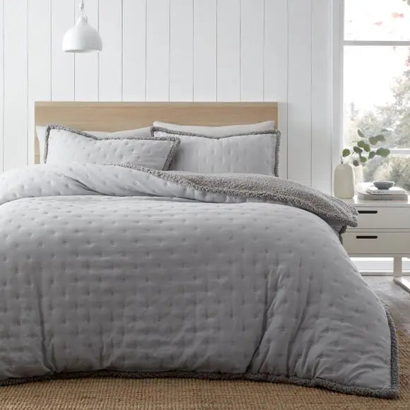 Catherine Lansfield Cosy Nori Soft Sherpa Duvet Cover and Pillowcase Set Dunelm