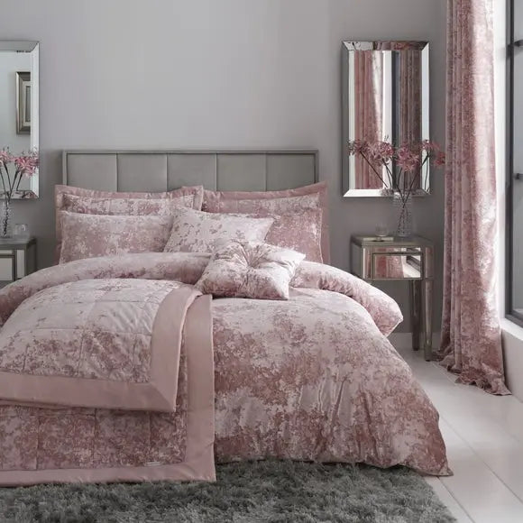 Catherine Lansfield Crushed Velvet Duvet Cover and Pillowcase Set Dunelm