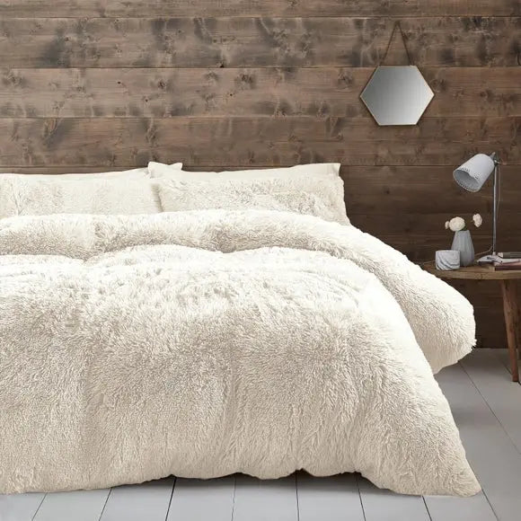 Catherine Lansfield Cuddly Faux Fur Duvet Cover & Pillowcase Set Dunelm