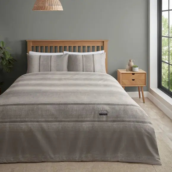 Catherine Lansfield Denim Grey Duvet Cover and Pillowcase Set Dunelm