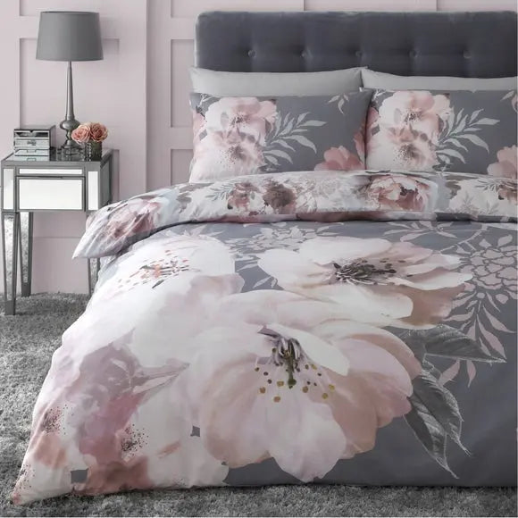 Catherine Lansfield Dramatic Floral Duvet Cover & Pillowcase Set Dunelm