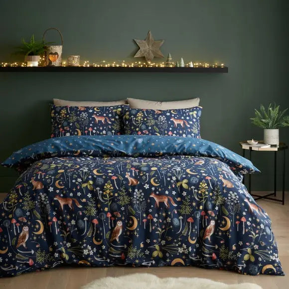 Catherine Lansfield Enchanted Twilight Animals Reversible Duvet Cover & Pillowcase Set Dunelm