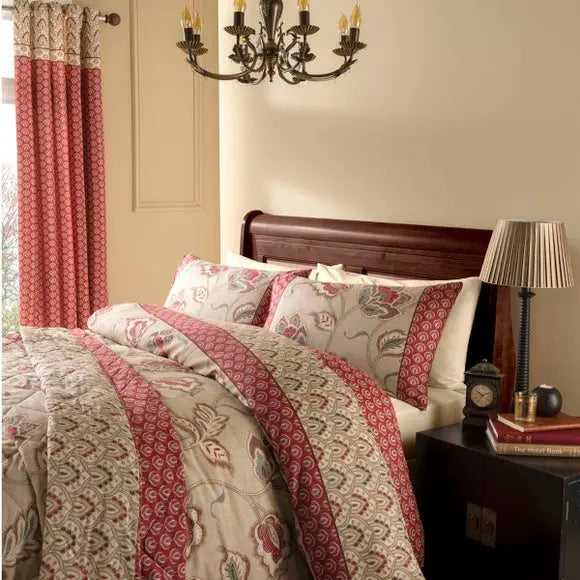 Catherine Lansfield Kashmir Red Duvet Cover and Pillowcase Set Dunelm