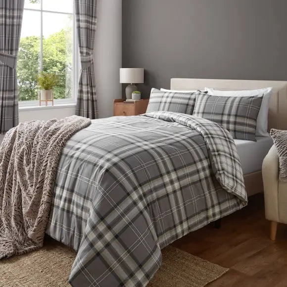 Catherine Lansfield Kelso Check Duvet Cover & Pillowcase Set Dunelm