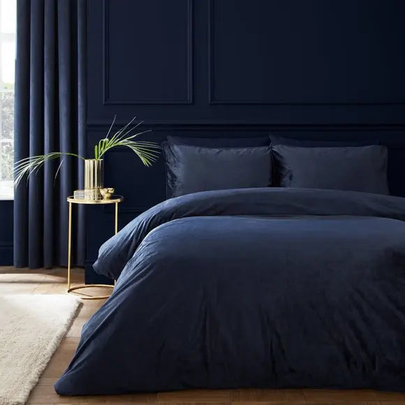 Catherine Lansfield Kingsley Soft Matt Velvet Duvet Cover and Pillowcase Set Dunelm
