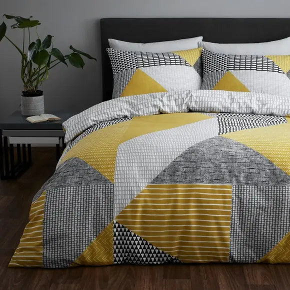 Catherine Lansfield Larsson Geo Reversible Duvet Cover and Pillowcase Set Dunelm