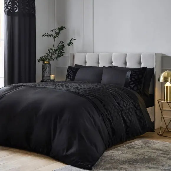 Catherine Lansfield Lattice Cut Velvet Duvet Cover and Pillowcase Set Dunelm