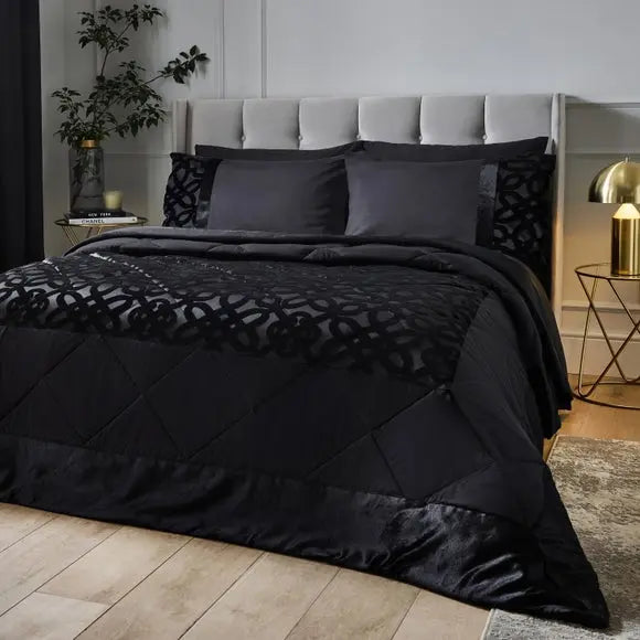 Catherine Lansfield Lattice Cut Velvet Quilted Bedspread Dunelm