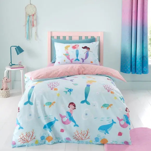 Catherine Lansfield Mermaid Reversible Duvet Cover & Pillowcase Set Dunelm