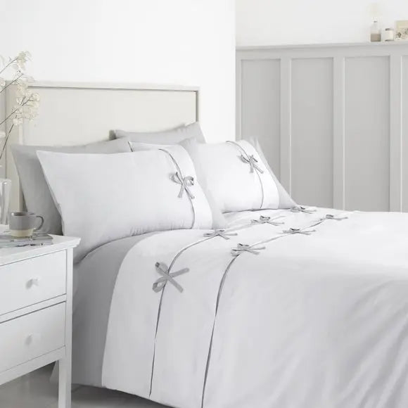 Catherine Lansfield Milo Bow Duvet Cover & Pillowcase Set Dunelm