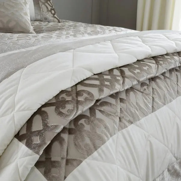 Catherine Lansfield Natural Lattice Cut Velvet Bedspread Dunelm
