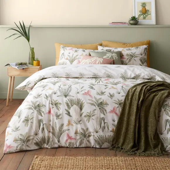 Catherine Lansfield Paradiso Palm Reversible Duvet Cover & Pillowcase Set Dunelm