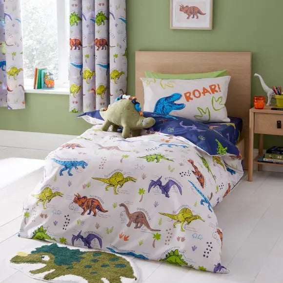 Catherine Lansfield Prehistoric Dinosaurs Polycotton Duvet Cover & Pillowcase Set Dunelm