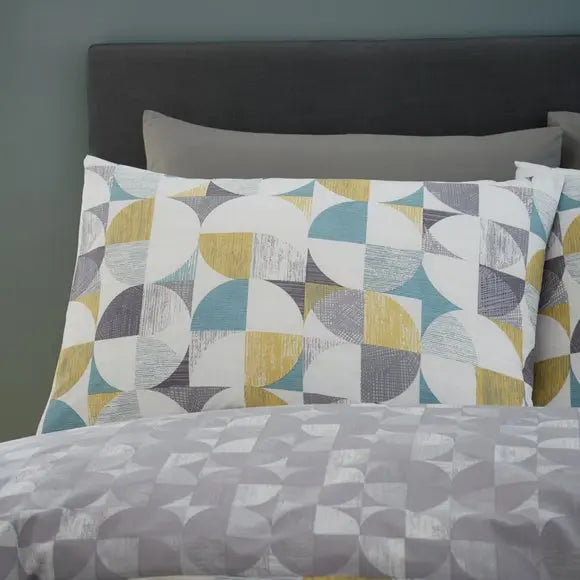 Catherine Lansfield Retro Circles Green Reversible Duvet Cover & Pillowcase Set Dunelm