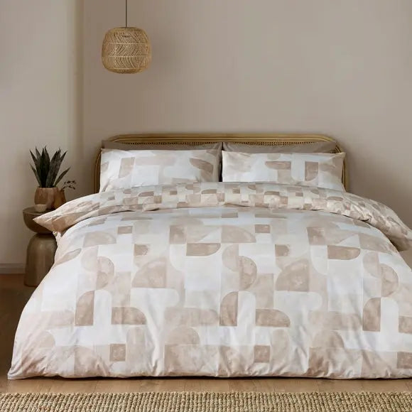 Catherine Lansfield Sloane Geo Reversible Duvet Cover & Pillowcase Set Dunelm