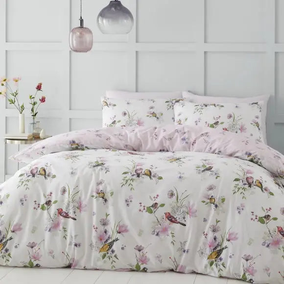 Catherine Lansfield Songbird Reversible Duvet Cover & Pillowcase Set Dunelm